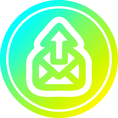 E- posta dairesel simgesini bir insan tarafından çizilmiş havalı gradyan bitiş ile gönder