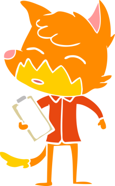 Bir insan tarafından çizilmiş düz renk çizgi film tilkisi