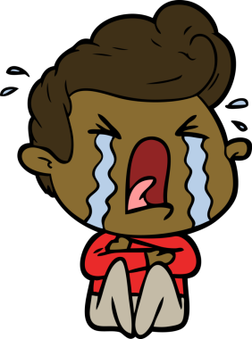 Bir insan tarafından çizilmiş ağlayan bir karikatür.