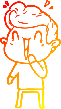 Bir insan tarafından çizilmiş, heyecanlı bir çizgi film çizimi.