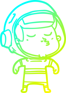 Bir insan tarafından çizilmiş kendinden emin bir astronotun soğuk çizgi çizimi.