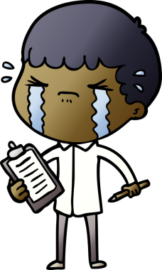 Bir insan tarafından çizilmiş ağlayan çizgi film adamı.