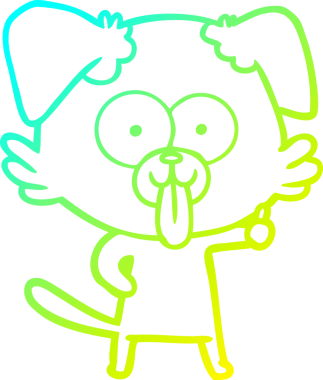 Bir insan tarafından çizilmiş dilli çizgi film köpeği çizimi.