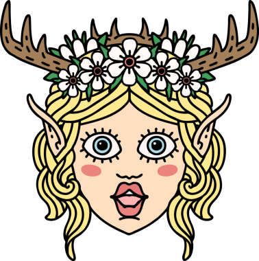 Retro Dövme Tarzı Elf Karakter Yüzü Bir İnsan Tarafından Çizildi