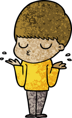 Bir insan tarafından çizilmiş sakin çocuk çizgi filmi.