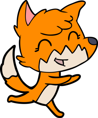 Bir insan tarafından çizilmiş mutlu çizgi film tilkisi.