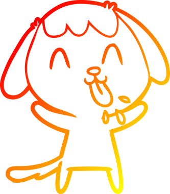 Bir insan tarafından çizilmiş sevimli bir köpeğin sıcak çizgi çizgisi.