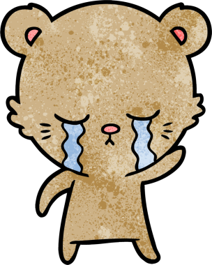 Bir insan tarafından çizilmiş ağlayan çizgi film ayısı.