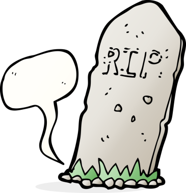 bir insan tarafından çizilmiş konuşma baloncuklu karikatürümsü bir mezar.