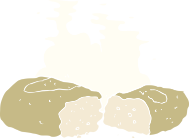 Bir insan tarafından çizilen ekmeğin düz renk çizimi