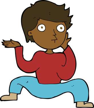 Çizgi filmci çocuk bir insan tarafından çizilmiş çılgın bir dans yapıyor.