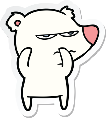 Bir insan tarafından çizilmiş kızgın ayı kutup karikatürü çıkartması.