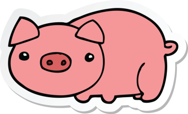 Bir insan tarafından çizilmiş bir domuzun çıkartması.