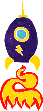 Bir insan tarafından çizilmiş çizgi film uzay gemisi.