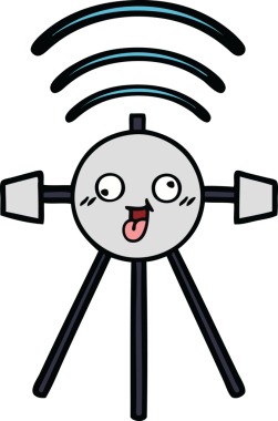 Bir insan tarafından çizilmiş sevimli bir uydu karikatürü.