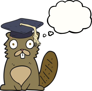 Bir insan tarafından çizilmiş serbest çizim balon karikatür kunduz mezunu.