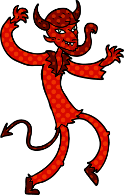 Bir insan tarafından çizilmiş çizgi film şeytanı.