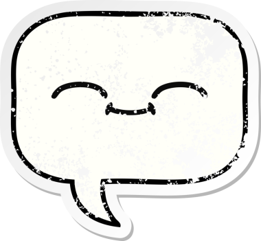 Bir insan tarafından çizilmiş şirin bir karikatür konuşma balonunun sıkıntılı çıkartması.