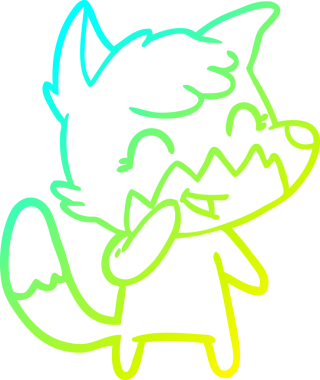 Bir insan tarafından çizilmiş mutlu bir tilkinin soğuk çizgi çizimi.