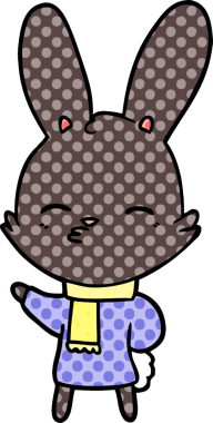 Bir insan tarafından çizilmiş meraklı tavşan çizgi filmi.