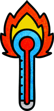 Bir insan tarafından çizilmiş cam termometrenin retro grunge desen karikatürü