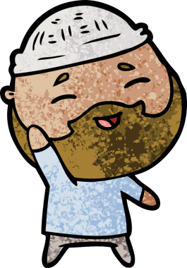 Bir insan tarafından çizilmiş mutlu sakallı bir adam.