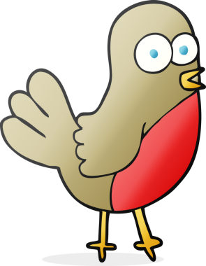 Bir insan tarafından çizilmiş robin karikatürü.