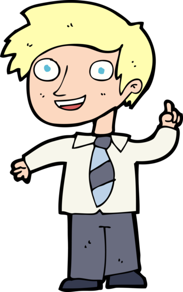 Bir insan tarafından çizilmiş bir fikri olan karikatür okulu çocuğu.