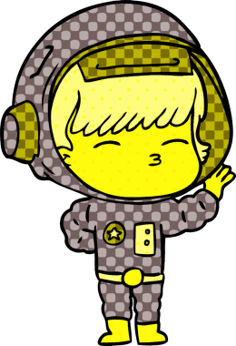 Bir insan tarafından çizilmiş meraklı astronot çizgi filmi.