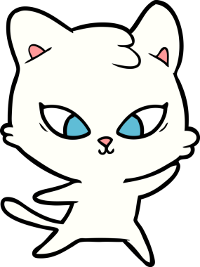 Bir insan tarafından çizilmiş sevimli çizgi film kedisi.