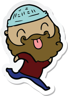 Bir insan tarafından çizilmiş sakallı, koşan bir adamın çıkartması.