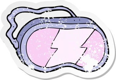 Bir insan tarafından çizilmiş kayak gözlüğünün gerilimli yapıştırması.