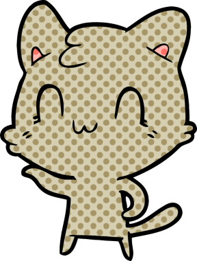 Bir insan tarafından çizilmiş mutlu bir kedi.