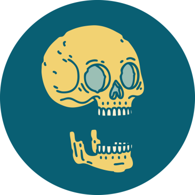 Bir insan tarafından çizilmiş bir kafatasının ikonik dövme şekli