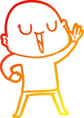 Bir insan tarafından çizilmiş mutlu, kel bir adamın sıcak çizgi çizimi.