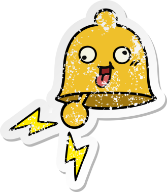 Bir insan tarafından çizilmiş sevimli bir karikatür çanın sıkıntılı çıkartması.