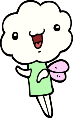 Bir insan tarafından çizilmiş şirin bir çizgi roman bulutu kafası