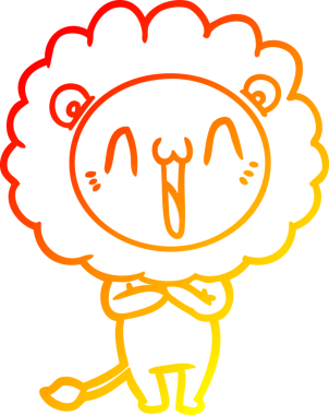 Bir insan tarafından çizilmiş mutlu çizgi film aslanının sıcak çizgi çizimi