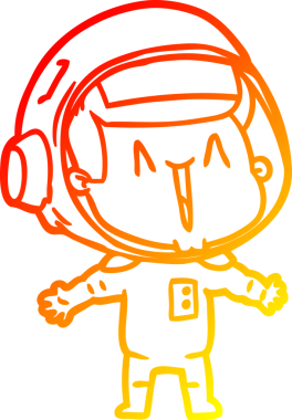 Bir insan tarafından çizilmiş mutlu bir astronotun sıcak çizgi çizimi