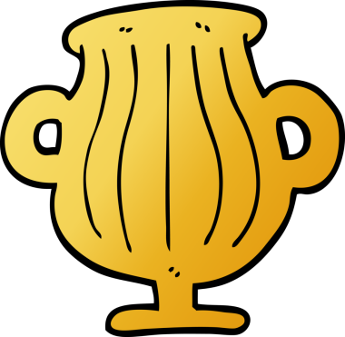 Bir insan tarafından çizilmiş altın vazonun vektör gradyan çizimi