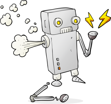 Bir insan tarafından çizilmiş el yazısıyla çizilmiş kırık bir robot.