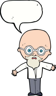 Bir insan tarafından çizilmiş konuşma baloncuğu olan dahi bir bilim adamı.