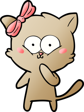 Bir insan tarafından çizilmiş çizgi film kedisi.