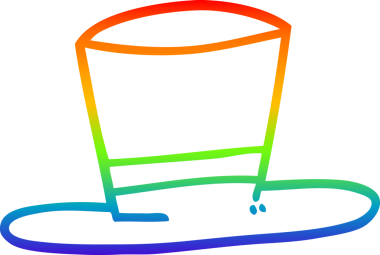 gökkuşağı gradyan çizgi çizimi bir insan tarafından çizilmiş silindir şapka