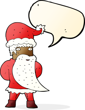 Bir insan tarafından çizilmiş konuşma balonlu Noel Baba çizgi filmi.