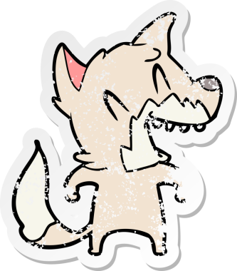 Bir insan tarafından çizilmiş gülen tilki çizgi filminin sıkıntılı çıkartması.