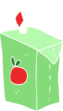 Bir insan tarafından çizilmiş meyve suyu kutusunun düz renk çizimi