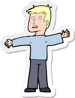 Bir insan tarafından çizilmiş bir karikatür çıkartması.