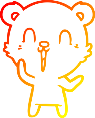 Bir insan tarafından çizilmiş mutlu çizgi film ayısının sıcak çizgi çizimi