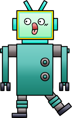 Bir insan tarafından çizilmiş bir robotun gölgelenmiş çizimi